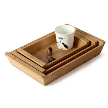 

Home Bamboo Storage Tray Kitchen Food Dessert Fruit Tray Desktop Tea Set Tableware Plate Serving Tray Succulents Pots Trays