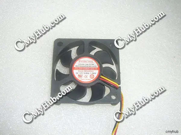 Натуральная Для EVERCOOL EC5010M12CA DC12V 0.09A 1,08 Вт 5010 50X50X10 мм 50*50*10 мм 50 мм 3pin 3wire Вентилятор охлаждения