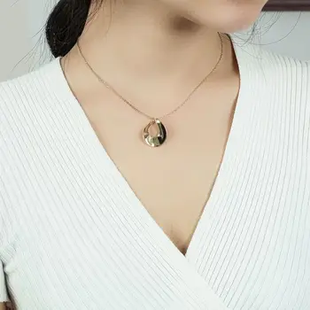 

Silvology irregular Glossy Necklace Gold 925 Sterling Silver Sequin Texture Circle Pendant Necklace For Women Elegant Jewelry
