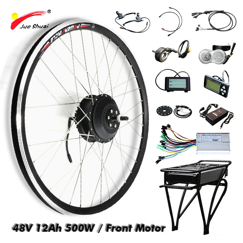 

JS 48V 500W 12AH Ebike Conversion Kit Lithium Battery Motor Wheel 20 26 700C Brushless Hub Powerful Electric Bicycle Qicycle 3