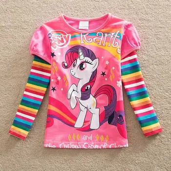 2019 Fashion Children Clothes For Girls T-shirt Striped Kids Tops Spring Long Sleeve Girls t shirt Cotton Cartoon Flower Unicorn 4
