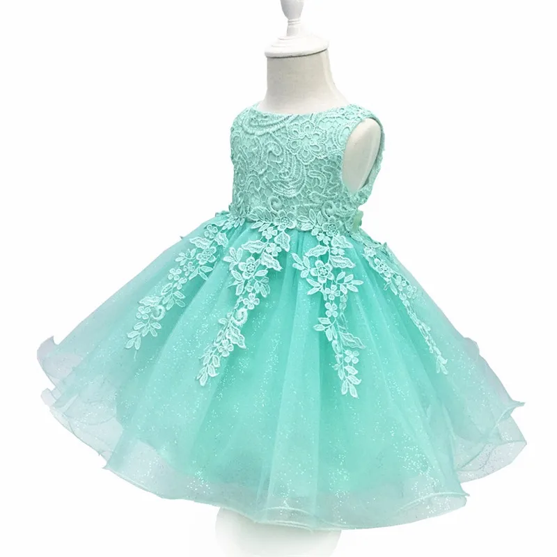 Платье для маленьких девочек Детские вечерние платье для принцессы на день рождения Infantil Крестильная одежда для новорожденных Vestidos Sukienki Bautizo - Color: Green