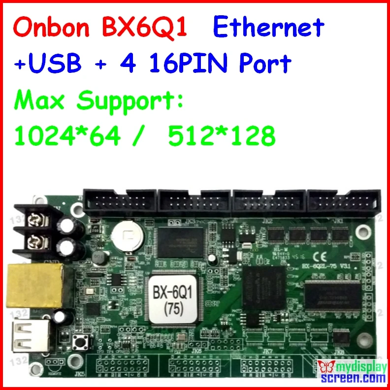Onbon ethernet порт rj45 размер управления 1024*64 поддержка 4 HUB75 USB + async полноцветный
