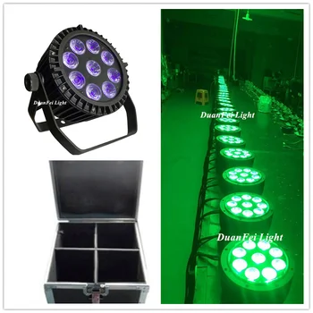 

(4pcs+Flycase) Hight brightness product 9x18w RGBWA UV 6 in 1 round shape led par light outdoor dmx ip65 led slim flat par light