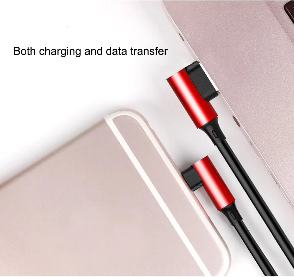 Dual 90-degree Angled Head Type-c USB Data 1m Mobile Phone Play Games Elbow Charging Line Fast Charging 5V 2.5A Copper Header (4)