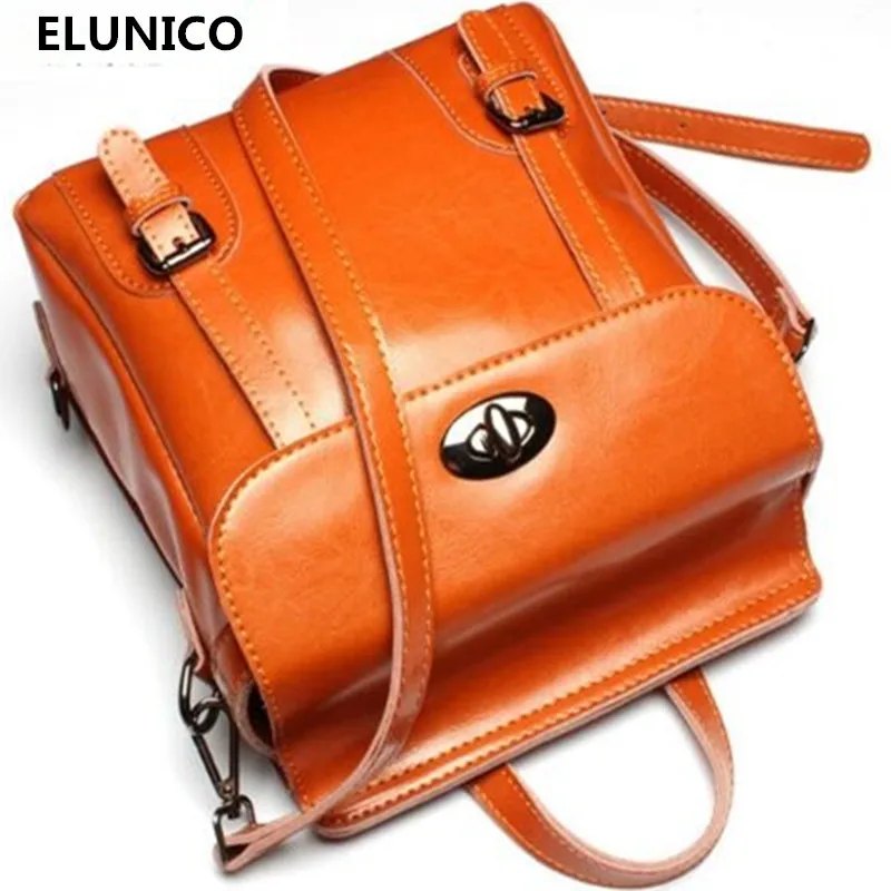 

ELUNICO Brand New Design Bags for Women 2018 Vintage 100% Real Leather Laptop Backpack High Quality Cowhide Mochila Feminina