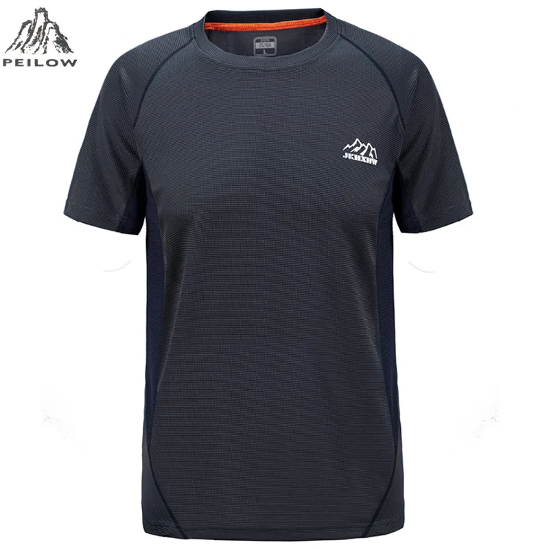 

PEILOW new fashion plus size M~6XL 7XL T-Shirt Men Short Sleeve Quick Dry Men T Shirt o-neck printing brand sporting clothing