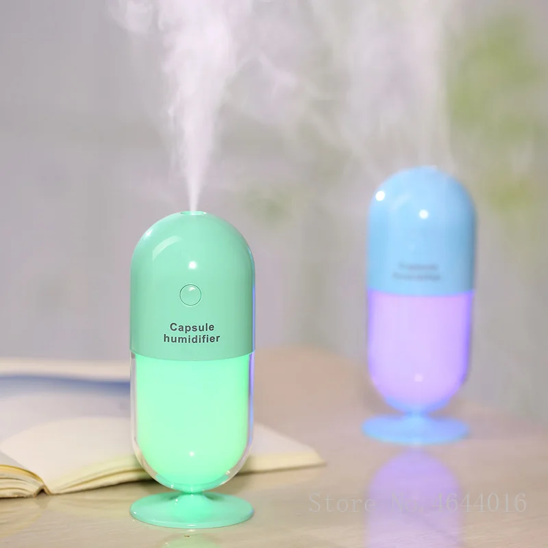 

New 120ML Capsule Shape Portable Mini USB Desktop Oil Diffuser Ultrasonic Air Humidifier With Colorful Night light