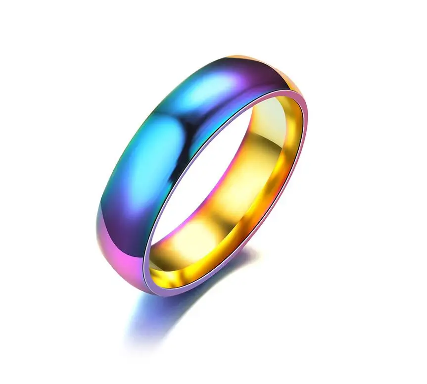

Stainless Steel Rainbow Ring Seven-color Ring Taigang Ring