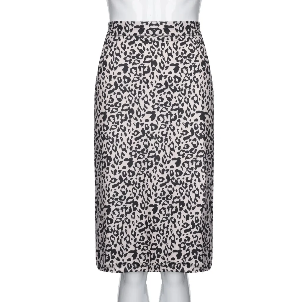 Юбки Женские s плюс размер Модный женский леопардовый принт облегающая набедренная Юбка faldas mujer moda El verano# NO5
