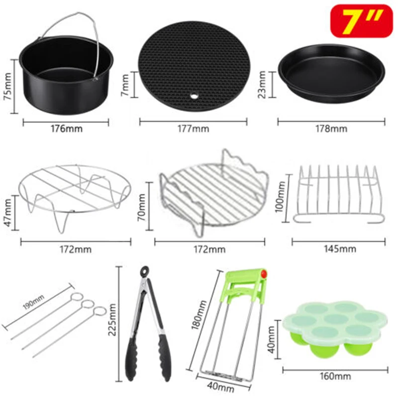

12pcs/Set Basket/Clip/Grill Air Fryer Accessories for Philips 3.2~5.8QT 7-inch different needs during cooking, saving time and