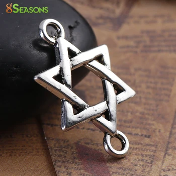 

8SEASONS Zinc Based Alloy Merkaba Meditation Connectors Findings Hexagram Antique Silver Color 26mm(1") x 17mm( 5/8"), 50 PCs