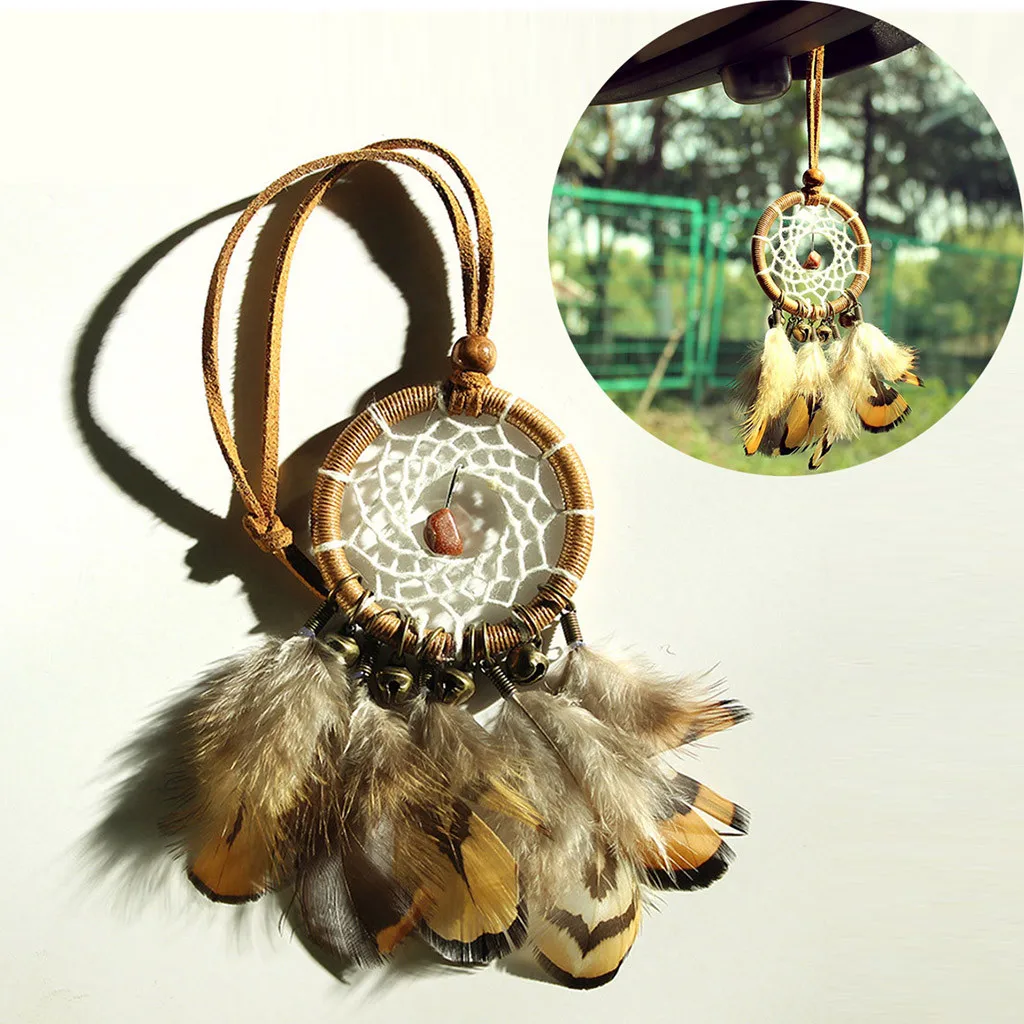 

Indian Style Wind Chimes Handmade Dream Catcher Feathers Decoration For Car Wall Hanging Room Catcher DIY Ornaments Decoration