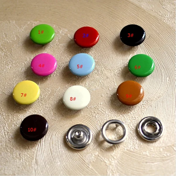 

FREE SHIPPING 1000sets 10mm multicolour Brass painted baby romper cap snap button candy color children's clothing button