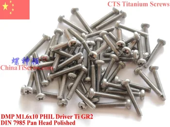 

Titanium screws M1.6x10 DIN 7985 Pan Head 0# Phillips Driver Ti GR2 Polished 50 pcs