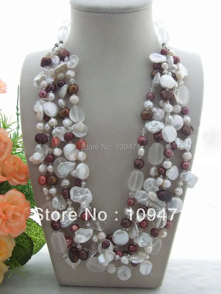 

Charming! 5Steds Pearl&Crystal Necklace