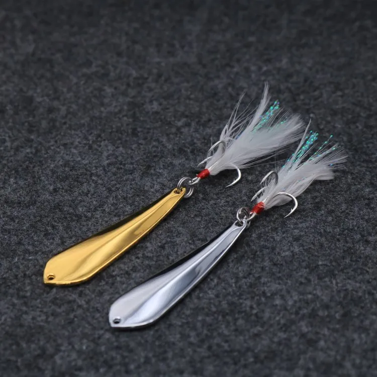 9g Metal Silver Sequins Fishing Lures Spoon Lure Hard Baits With Feather Bass Sea Lures Spinner Wobbles Fishing Tackle
