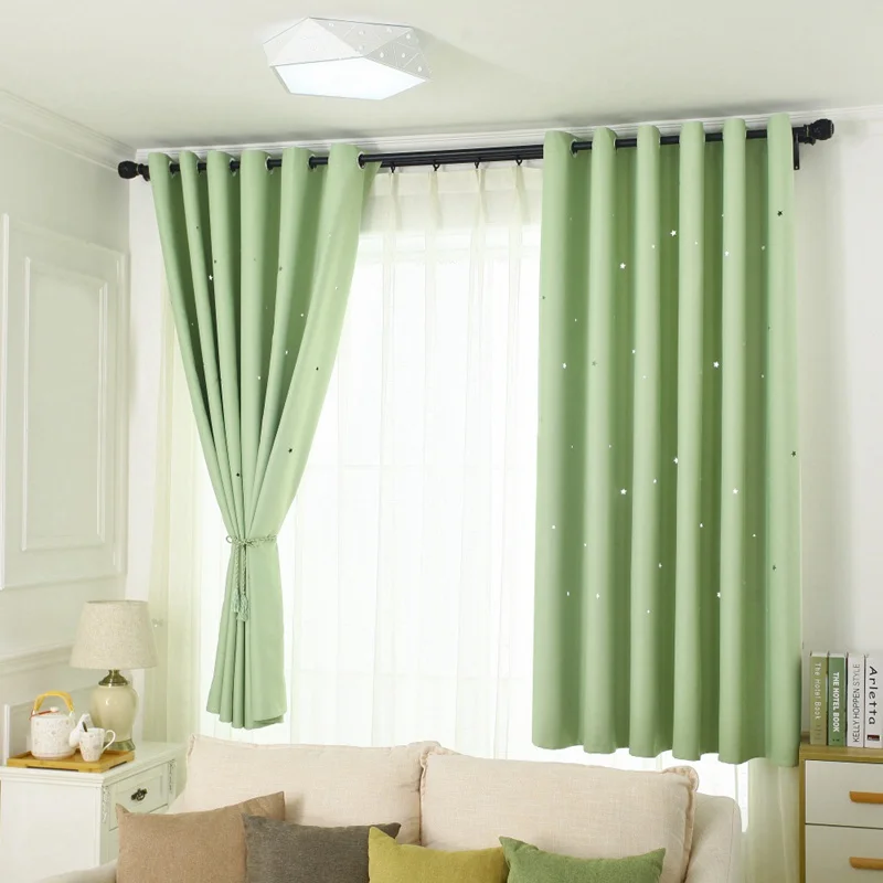 Buy Durable Window Curtain Pure Color Hollowed Out