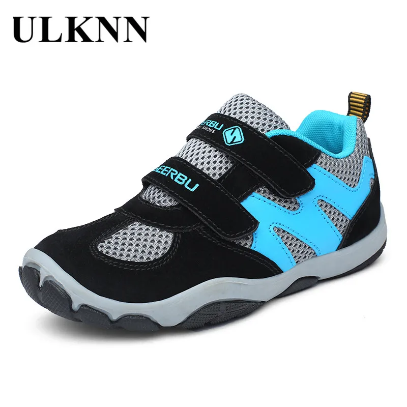 Ulknn الأطفال الأحذية للفتيان رياضية تشغيل الأطفال الأحذية الرياضية صافي شبكة الجلود تنفس tpr مدرسة الطالب أحذية خفيفة