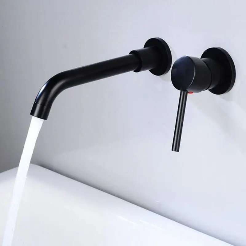  Modern Brass Wall Mounted Bathroom Basin Faucet Wall Sink Swivel Spout Bath Mixer Tap Crane Antique