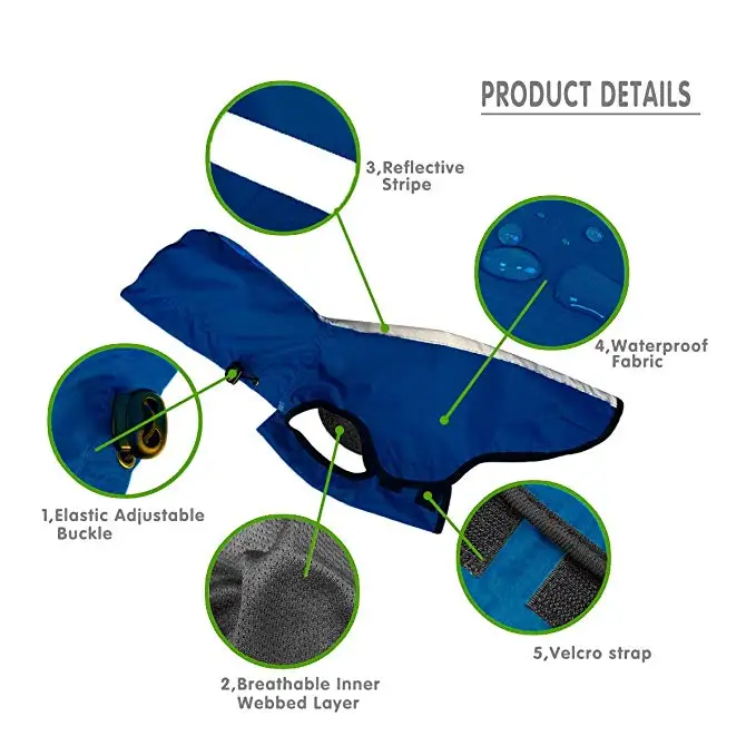 Дождевик для питомцев, Одежда для питомцев, уличная Непромокаемая ткань, внутренняя дышащая сетка, светоотражающая полоска для щенков, одежда для больших собак