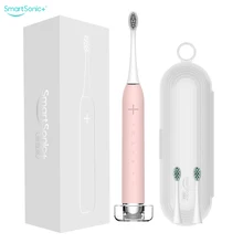 Авто Ультразвуковая электрическая зубная щетка для Зубная щётка, походная коробка, Беспроводной заряда, 5 дополнительных режимов, розовый, встроенный автоматический таймер, IPX7, ультра Sonic зубная щётка, перезарядка