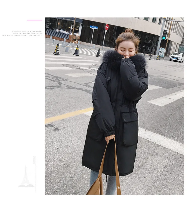 Big collar fur down parka women jacket pocket female thickening coat winter coat women down parka goose 8809