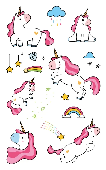 EC47-670 New Cartoon Cute Kids Children Animal Unicorn Horse Temporary Tattoo Sticker Body Art Fake Flash Taty Tatoo - Цвет: EC652