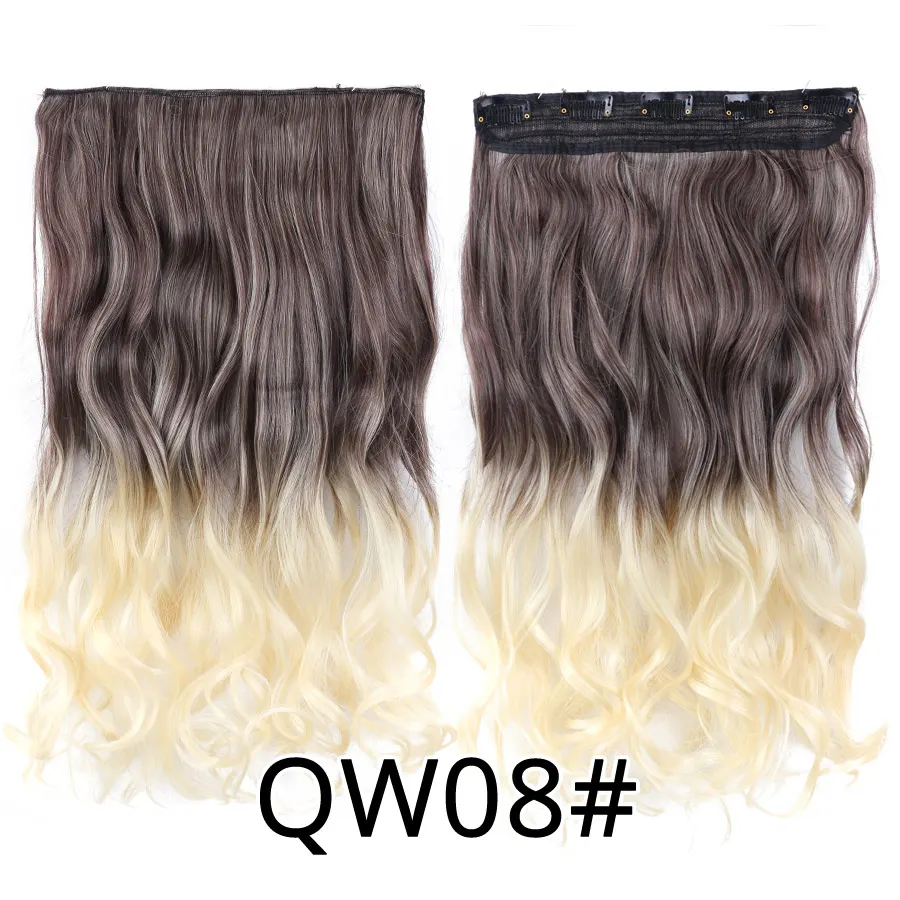 Leeons, 22 дюйма, синтетические волосы для наращивания на 5 клипсах, волнистые натуральные волосы, накладные волосы для женщин и девушек - Цвет: QW08