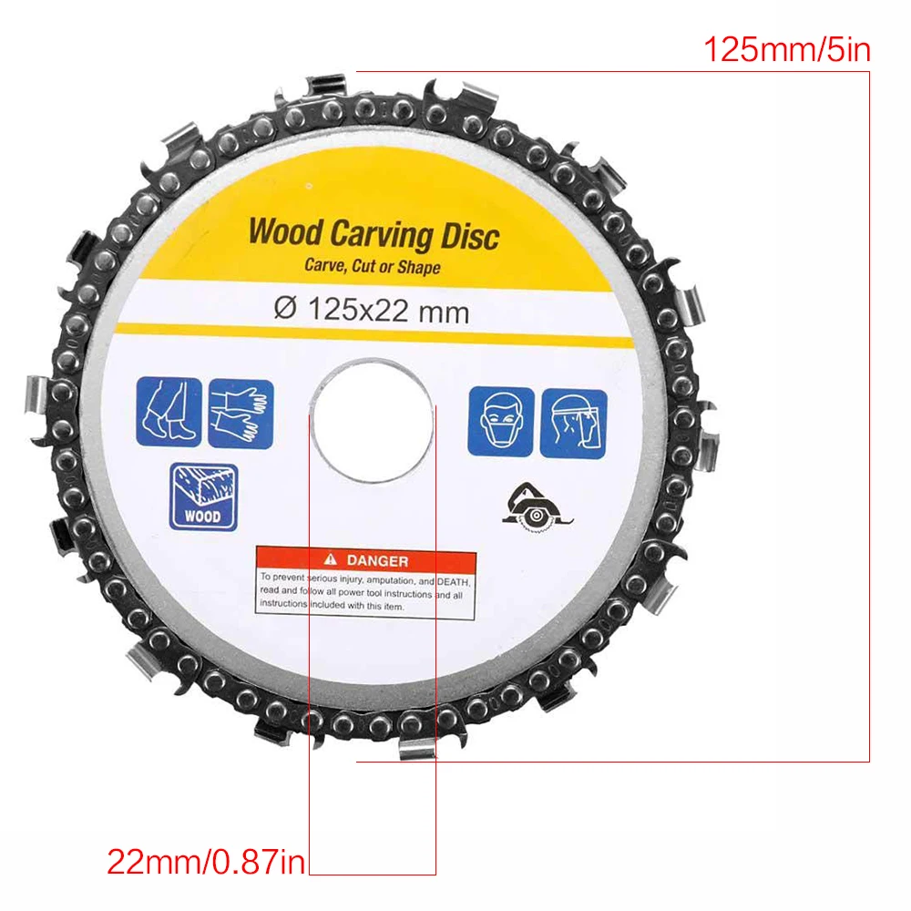 Диск для резьбы по дереву 5 дюймов шлифовальный диск с цепью деревообрабатывающий пильный диск режущий диск с прорезями по дереву пильный диск для угловой шлифовальной машины 12522 мм