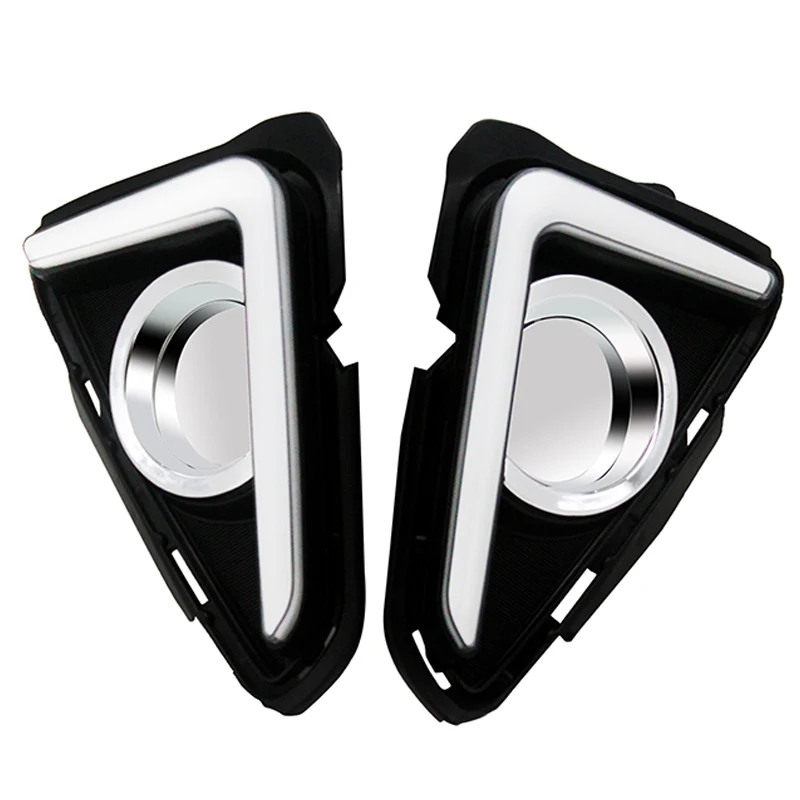 2Pcs/Pair SUNKIA 12V LED Daytime Running Light Car Styling DRL Fog Lamp for Toyota RAV4 2016 2017 with Turn Signal Light