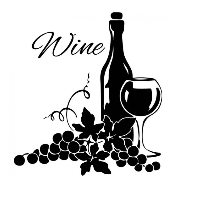 Two Clusters Of Grapes And Wine Bottle Wall Stickers Living Room Self