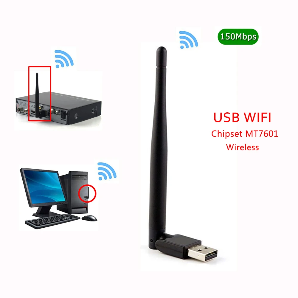 Vmade Мини беспроводной USB wifi адаптер 150 Мбит/с 2dbi Lan Ethernet Встроенная умная антенна wifi ключ Ralink 7601 802,11g/b/n