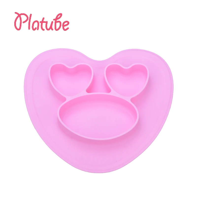 PLATUBE 1 PC Baby Plate Tableware Children Food Container Placemat Baby Dishes Infant Feeding Cup Silicone Suction Bowl