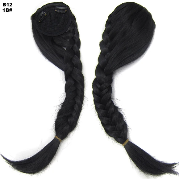 Верхний слой термостойкие синтетические волосы 60гр плетеные градиентные челки плетеные спереди рыбий хвост бахрома зажим для наращивания волос B12 - Цвет: 1B