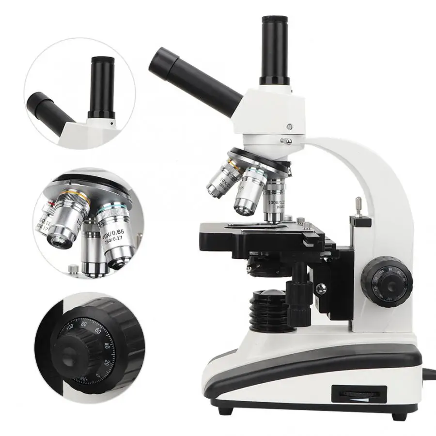 

Binocular Compound Microscope Biological Monocular Student Lab Microscope Camera 40X-1600X Abbe Condenser 2-layer Stage
