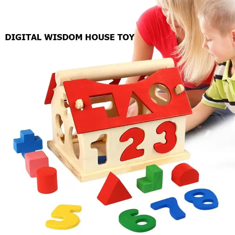 Деревянные головоломки Building Block Игрушка мудрость дом Цифровой Форма образовательные игрушки упражнения руки на способность обучения