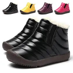 Детские зимние ботинки для русской зимы на Плоском Каблуке, не тапочки, фланелевая хлопковая обувь с холодным мехом для мальчиков