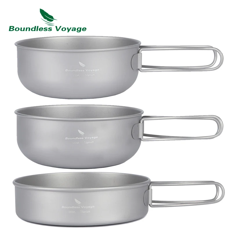 Boundless Voyage 3PCS Titanium Bowl Set Outdoor Picnic Cookware Camping Ultralight Cooking Pan Ti1571B/Ti1572B Boundless Voyage 3PCS Titanium Bowl Set Outdoor Picnic Cookware Camping Ultralight Cooking Pan Ti1571B/Ti1572B
