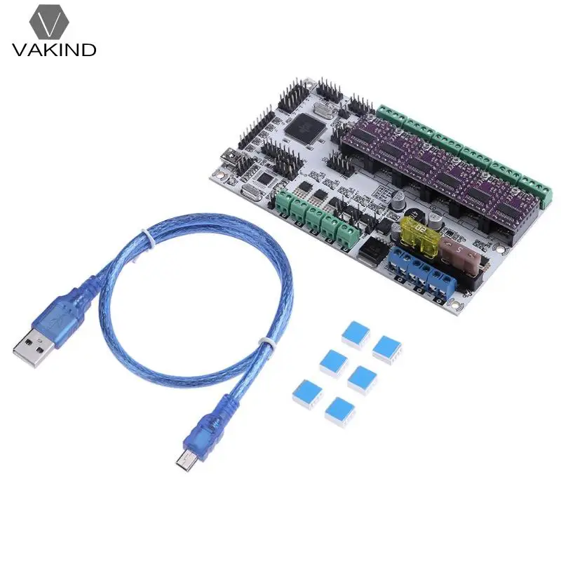 

3D Printer Parts 3D Printer Main Control Board Kit Rumba Plus Motherboard with 6pcs Drv8825 Stepping Driver Data Cable Hearsink