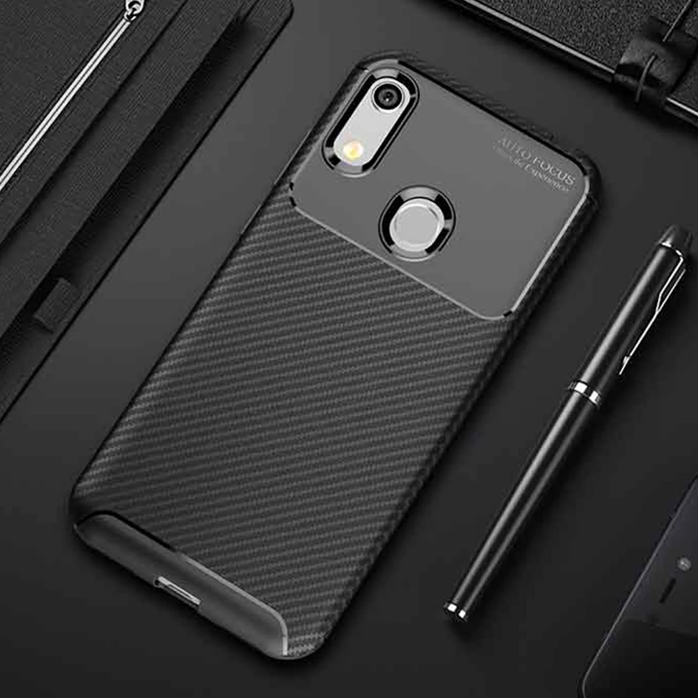 

For Honor 8A Pro case Carbon fiber Cover Shockproof Silicone Phone case For Huawei Honor 8A Cover Full Protection Shell Bumper