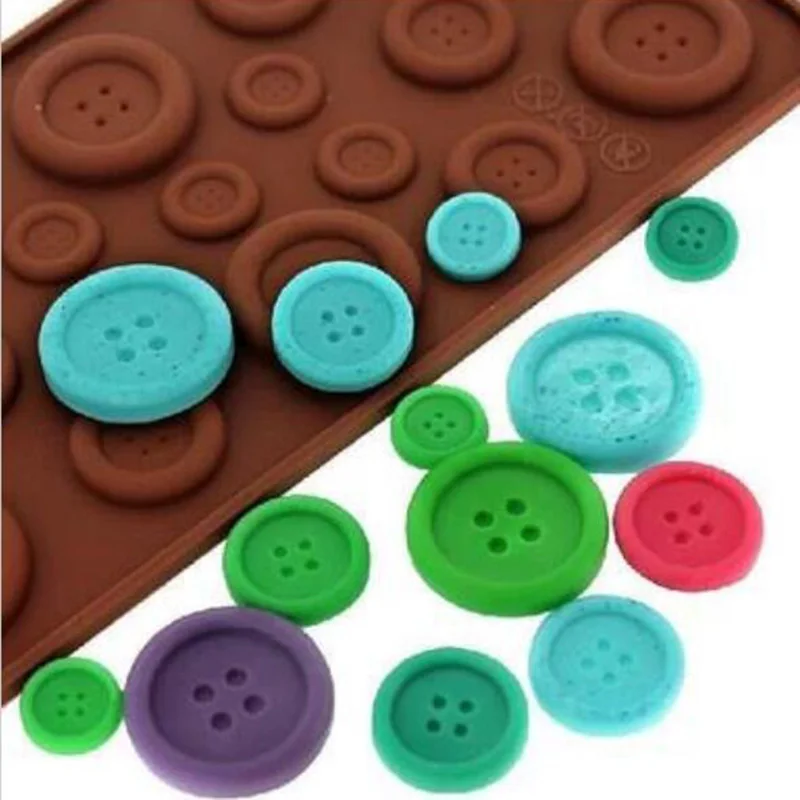 

1PC Cake Decoration Mould Christmas Lovely Button Shape Cake Cookie Fondant Chocolate Silicone Mold Baking Tray HA