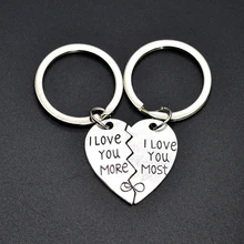 1 пара брелоков для пары с гравировкой "Я люблю тебя больше я люблю тебя больше" сломанное сердце Шарм Ключ Подвеска для парня девушки подарок