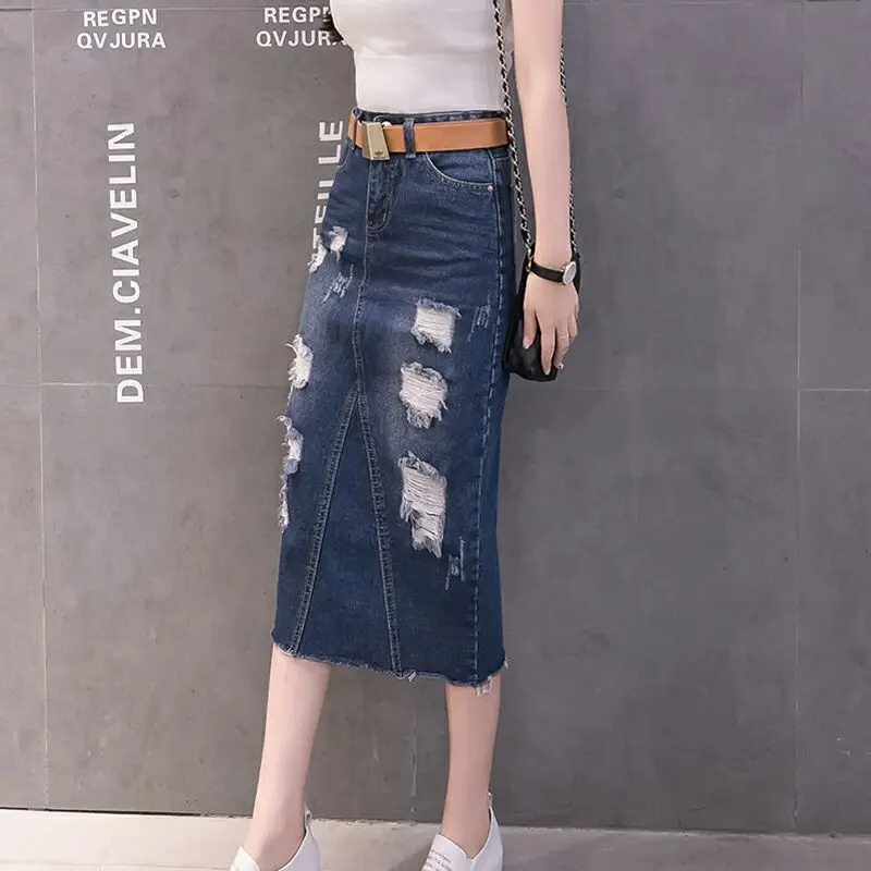 Летняя женская одежда джинсовая ткань, вымытые юбки, раздельные юбки с ...