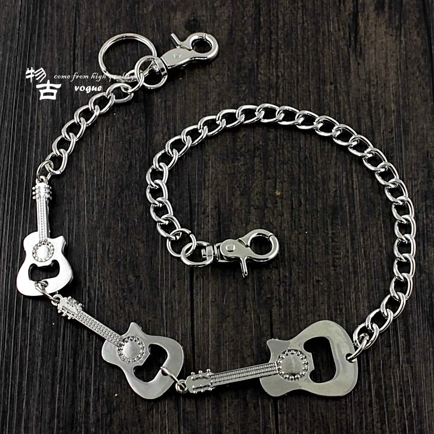 

Long woman Men's Metal Guitar Wallet Belt Chain Rock Punk Trousers Hipster casual Pant jeans Keychain Silver Ring Clip Keyring