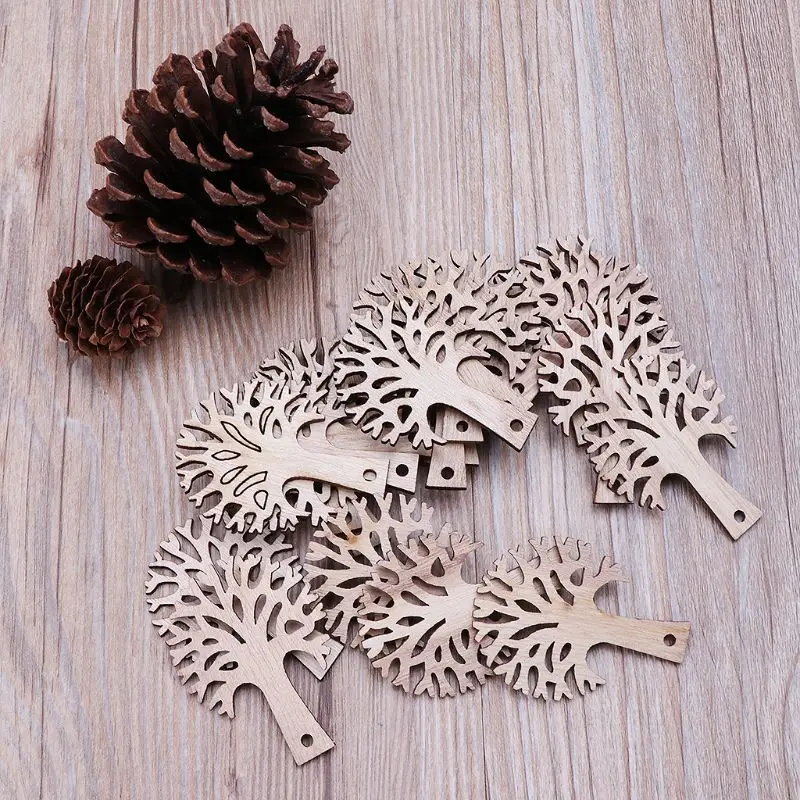

25pcs Laser Cut Wooden Tree Embellishment Wooden Shape Craft Wedding Decor
