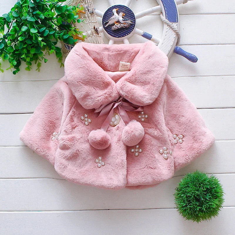 

886625 New Fashion Autumn and winter girls imitation Fur Cloak children's shawls furry Overcoat Girl Shawl Coat