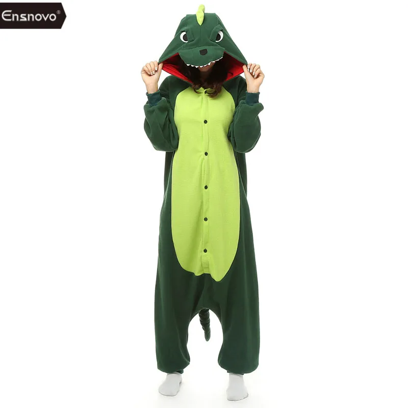 Ensnovo Unisex Cosplay Green Dinosaur 2015 Winter Fleece Casual Hoodie ...