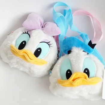 

Cute Cartoon Donald Duck Daisy Plush Backpack Single Shoulder Handbag Women Coin Purse Mobile Phone Satchel Bag For Girl Gifts