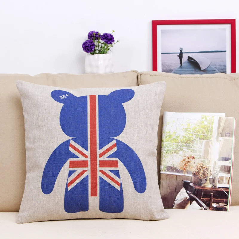 أفضل بيع الكتان غطاء وسادة رسمت خريطة نمط الديكور غرفة نوم المخدة المنزل وسادة مجموعة كنبة مكتب 45x45 CM